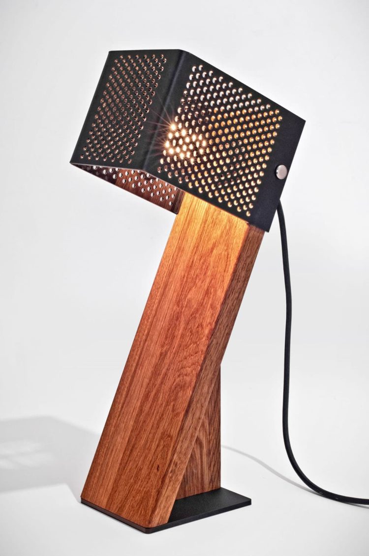 Handcrafted Oblic Wood Table Lamp | iD Lights