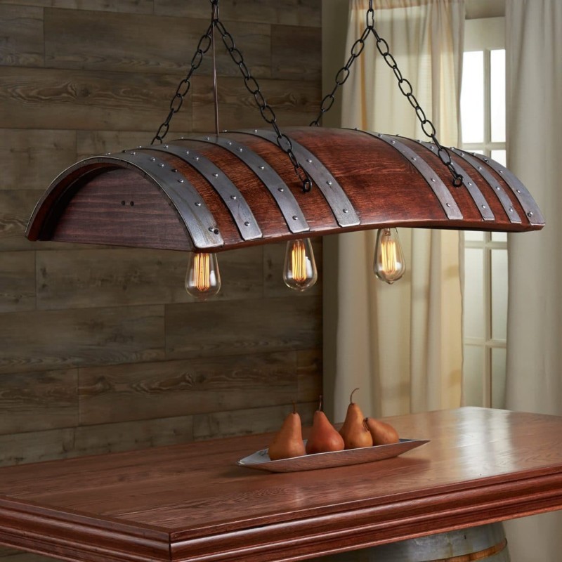 One Third Oak Wine Barrel Chandelier • iD Lights