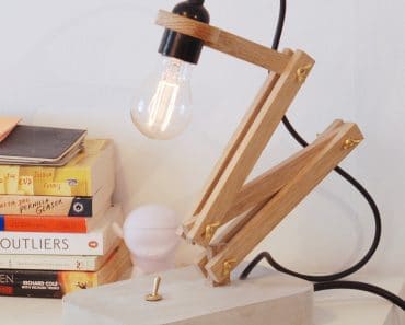 Wood and Concrete Pliable Desktop Lamp