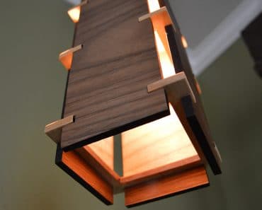 Square Wooden Pendant Light