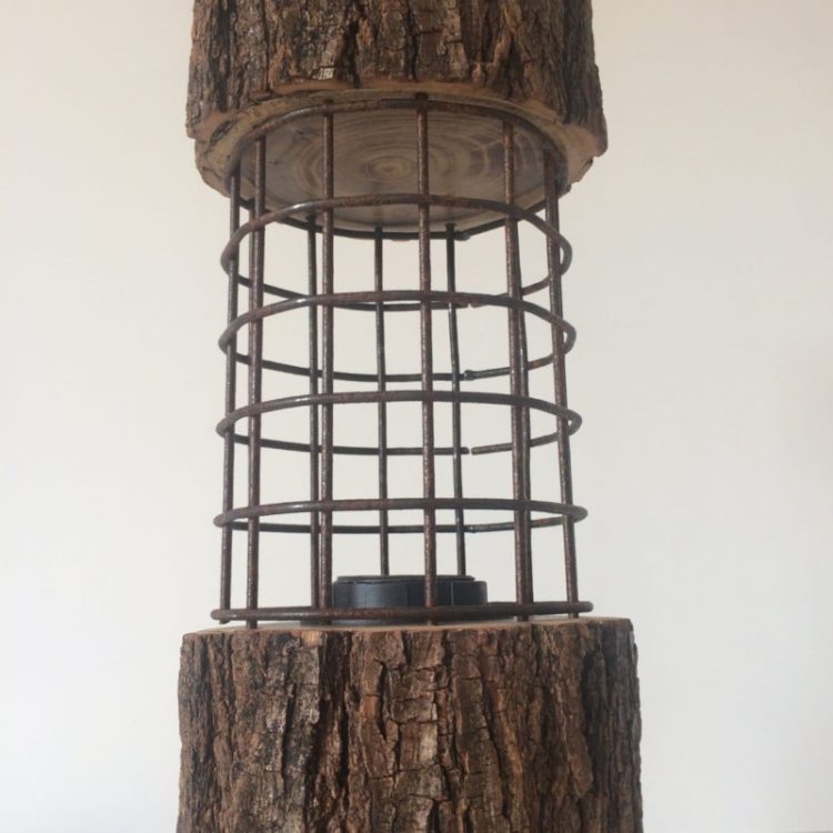 Rustic Log Lamp with Metal Cage iD Lights