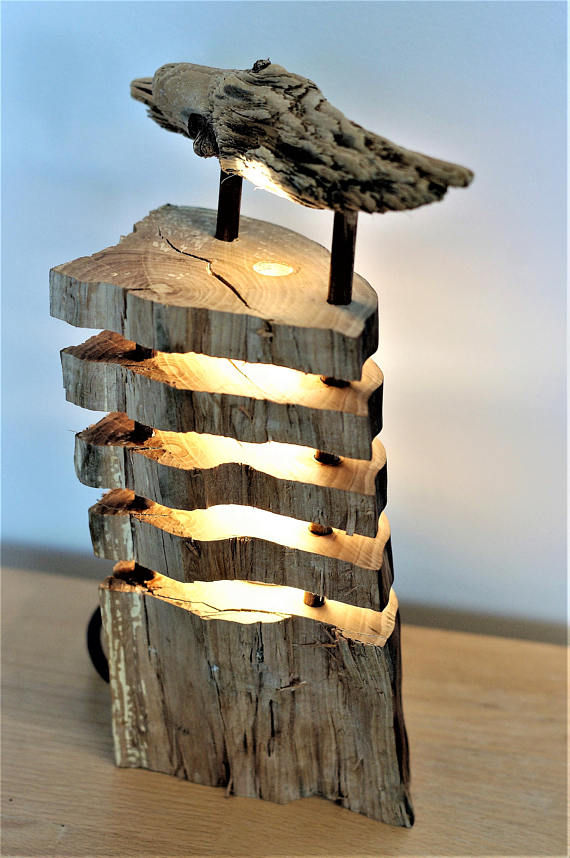 Seaside Driftwood Log Lamp - table-lamps Seaside Driftwood Log Lamp - table-lamps
