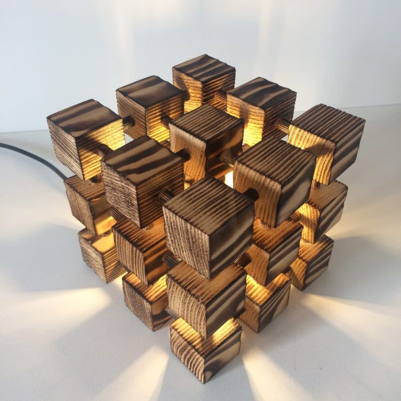 Wooden Rubik Cube Table Lamp Id Lights