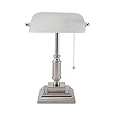 V- Light White Shade LED Desk Lamp, Vintage Lamp, Study Lamp, or Reading Light, Brushed Nickel...