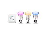 Philips Hue White and Color Ambiance A19 60W Equivalent Smart Bulb Starter Kit (Compatible with...