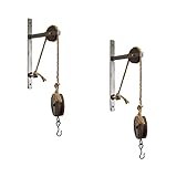 Melrose 16' Pulley Mounting Bracket with Hook - Metal/Wood, Rustic Vintage Style Metal and Wood...