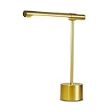 Bling All-Brass Mid Century Desk Lamp - Modern Gold Bankers Shade - 18-in LED Light - Adjustable...