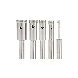 NEIKO 00823A Diamond Hole Saw, 5 Pc Diamond Drill Bit Set, 5/32–1/2-Inch Hollow Core, 1/4-Inch...