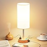 Fenmzee Bedside Table Lamp for Bedroom - 3 Way Dimmable Touch Lamp USB C Charging Ports and AC...