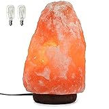 7 Inch Himalayan Salt Lamp with Dimmer Cord - Night Light Natural Crystal Rock Classic Wood Base...