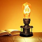 JUNOLUX Vintage Industrial Table Lamp Base for E26 Edison Bulb, Steampunk Antique Accent Lights,...
