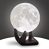 BRIGHTWORLD Moon Lamp, 3.5 inch 3D Printing Lunar Lamp Night Light with Black Hand Stand as Kids...