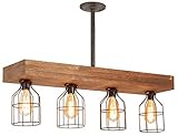 Farmhouse Lighting Triple Wood Beam Rustic Decor Chandelier Light -Rustic Lighting for Kitchen...