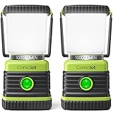 LED Camping Lantern, Consciot Battery Powered Camping Lights, 1000LM, 4 Light Modes, IPX4 Waterproof...