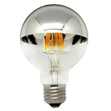 Half Chrome Light Bulb Dimmable LED Filament Vintage Bulb with Mirror 6W (60W Equivalent) G80/G25...