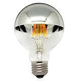 Half Chrome Light Bulb Dimmable LED Filament Vintage Bulb with Mirror 6W (60W Equivalent) G80/G25...