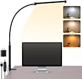 Voncerus LED Desk lamp with Clamp, Eye-Caring Clip on Lights for Home Office, 3 Modes 10 Brightness,...