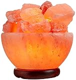 Spantik Himalayan Salt Lamp Bowl with Natural Crystal Chunks, Dimmer Cord and Classic Wood Base...