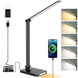 LED Desk Lamp with USB Ports,Touch Desk Lamps for Home Office with 5 Color Modes,3 Brightness Desk...