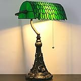 Tiffany Banker Lamp Small Stained Glass Table Lamp Tiffany Style Piano Light Green Wisteria Leaf...