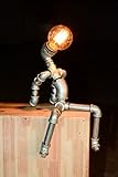 Industrial Edison Vintage Style Beer Man Designer Steampunk Water Piping Desk Top Table Lamp Real...