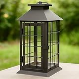 Seraphic 11' Rustic Decorative Candle Lantern – Vintage Metal & Glass Holder for Pillar Candles...