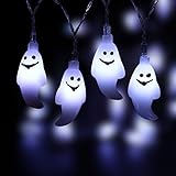 YUNLIGHTS Halloween String Lights, 14.7ft 40 LED Waterproof Ghost Light with 8 Modes, Battery...