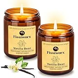 Fissiworx Vanilla Scented Candle Set 2 Pack, Candle for Home Scented, Odor Eliminating, Stress...
