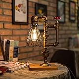 Pipe Desk Lamp,Vintage Kettle Style Table Light Industrial Iron Pipe Desk Table Lamp Night Light...