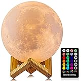 Moon Lamp, LOGROTATE 16 Colors LED Night Light 3D Printing Moon Light with Stand & Remote/Touch...