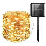 AMIR Upgraded Solar String Lights Outdoor, 8 Modes Mini 39Feet 120 LED Copper Wire Lights, Solar...