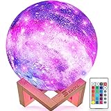SEGOAL Moon Lamp Kids Night Light, 5.9 Inch Galaxy Lamp 16 Colors LED 3D Star Moon Light with Wood...
