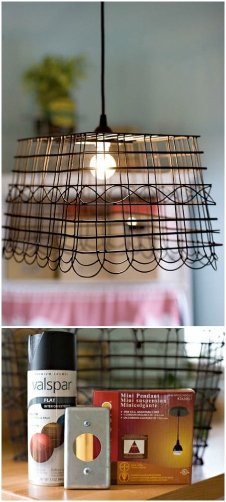 DIY Recycled Basket Lampshade Tutorial