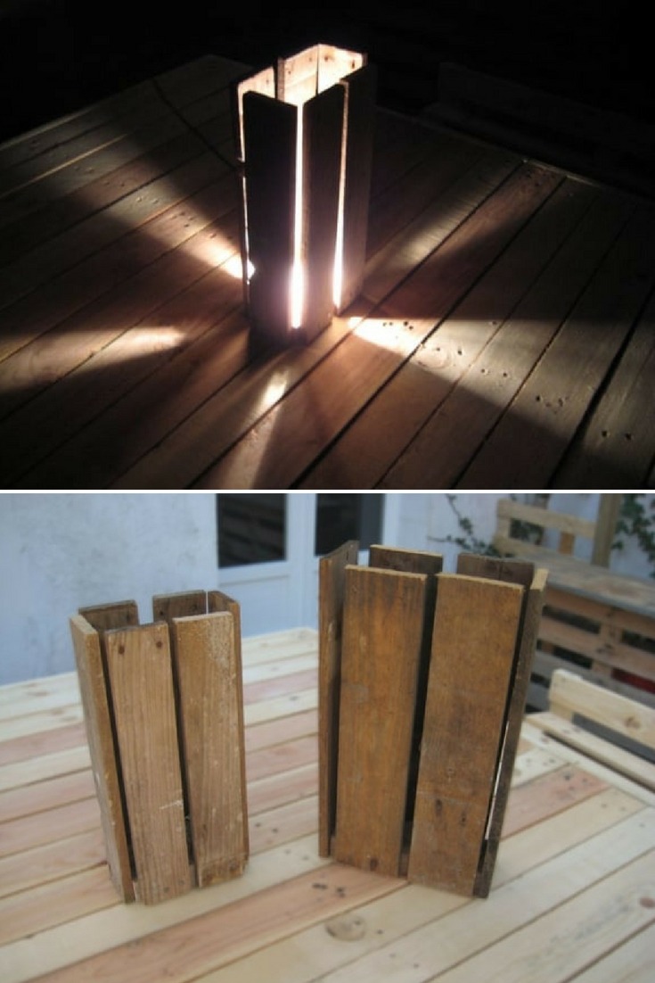 Pallet wood lamp stand for cozy decor