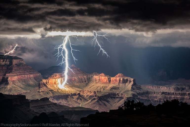 Powerful Lightning Storms Over Grand Canyon