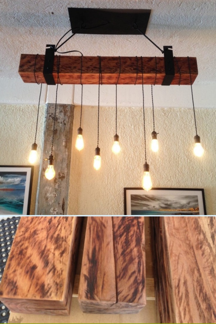 Rustic Wood Beam Lighting Industrial Chandelier