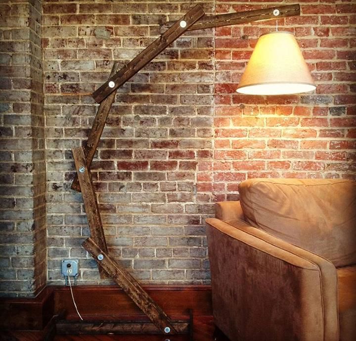 Rustic Wood Arc Floor Lamp