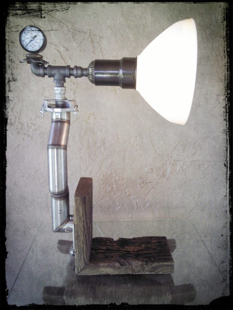 Upcycled Stainless Steel Exhaust Pipe Lamp