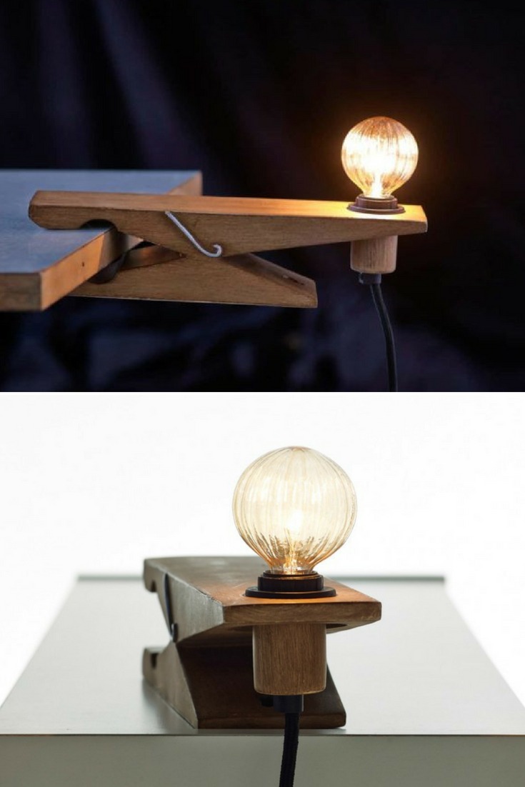 Clamp Wood Desk Lamp iD Lights