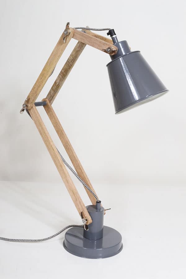 Desk Lamp Two Arm Timber - Charcoal