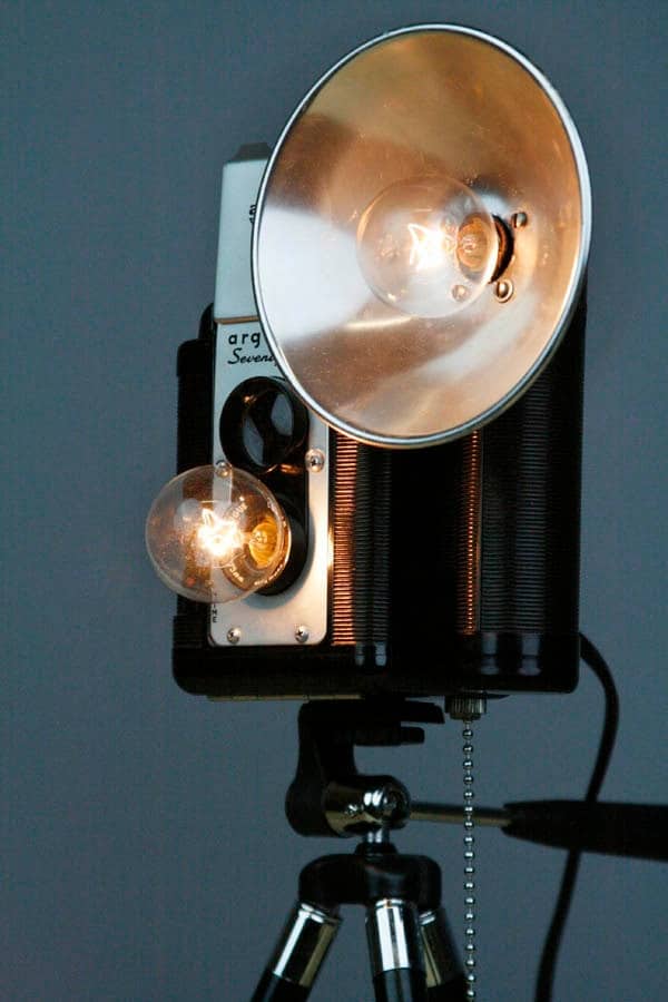 Upcycled Vintage Camera Floor Lamp 18 - handmadelighting - iD Lights Upcycled Camera Lamp