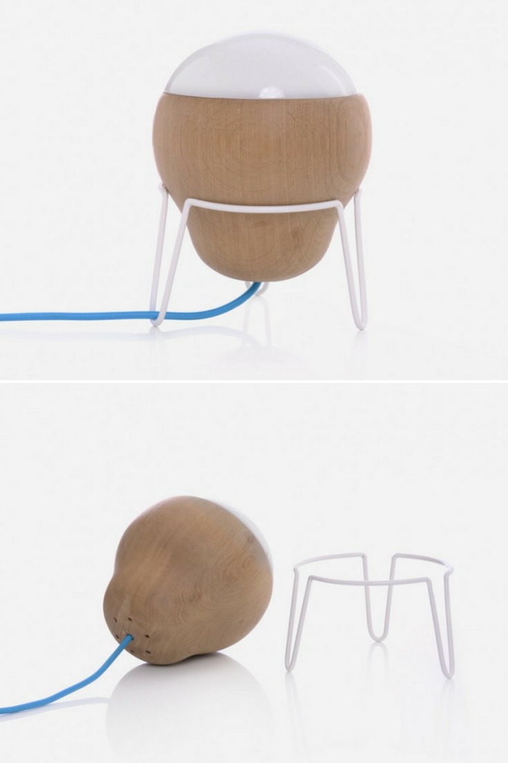 Wood Globe Modern Table Lamp