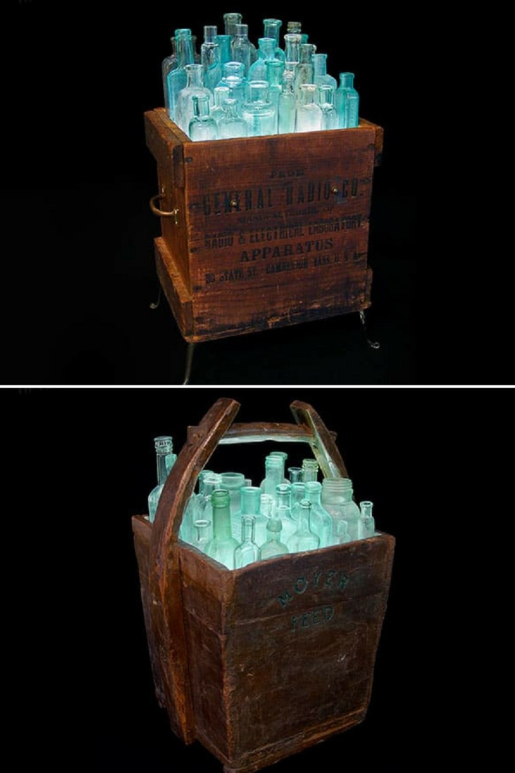 Light in Box: Recycled Wood & Bottles Floor Lamp