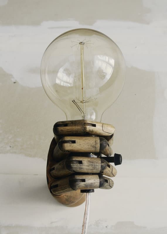Bulb in the wood hand