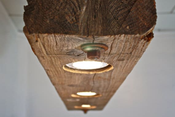 Massive and Rustic Wooden Beam Chandelier