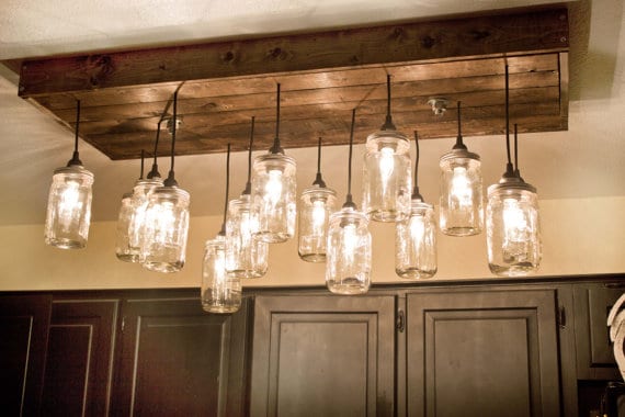 Mason Jar Wood Pallet Chandelier