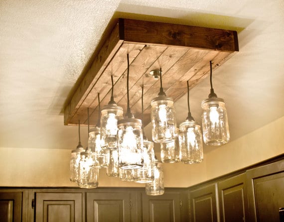 Mason Jar Wood Pallet Chandelier