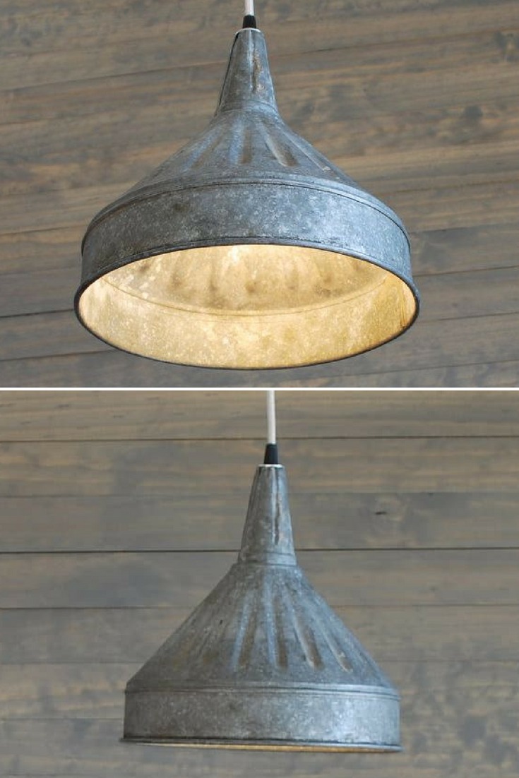 Modern Farmhouse Lighting with Galvanized Pendant Funnel