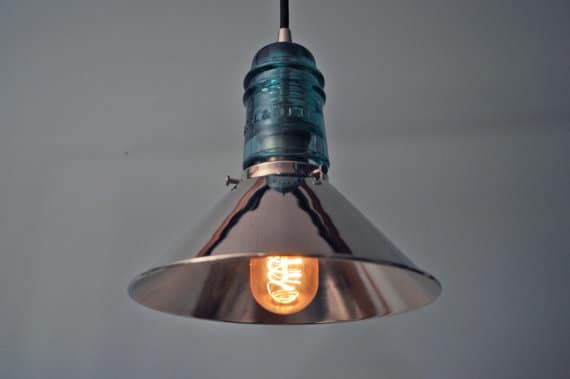 Vintage Glass Insulator with Chrome Shade