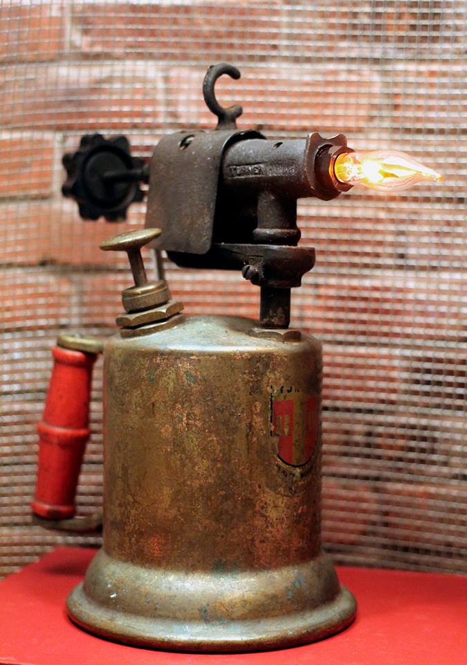 Rustic Vintage Gas Can & Blowtorch Table Lamp